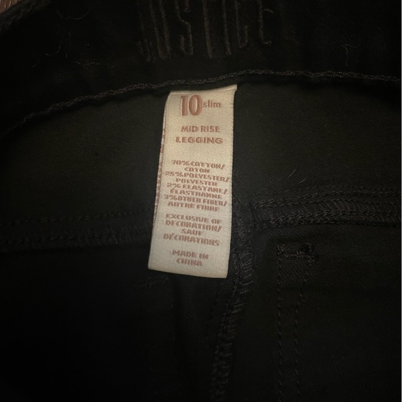 Justice Black Leggings, Size 10 Slim - Picture 6 of 7